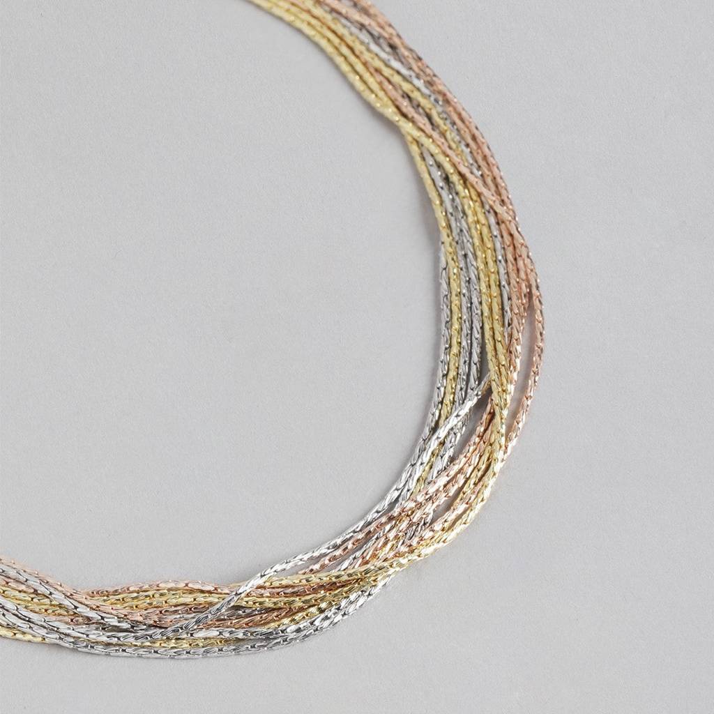 Tricolor Links Triple Tone-Plated 925 Sterling Silver Bracelet : BR-80267-RGRG