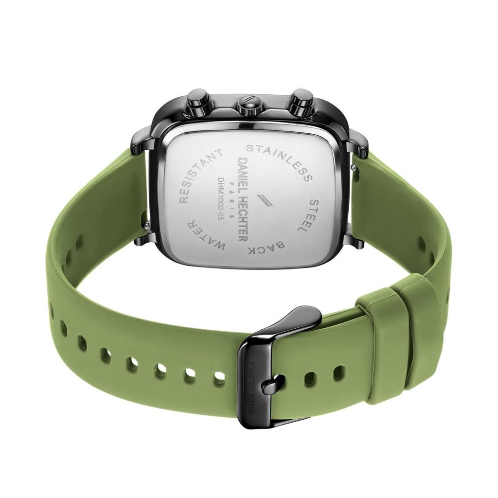 Daniel Hechter Paris Belleville Collection Modern Multi Functional Watch For Men With Square Dial And Silicon Ban : DHM1002-05