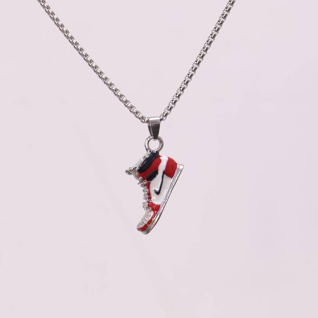 Men’S Sneaker Pendant Necklace | Stylish Shoe Charm Chain For Boys & Men | Hip Hop Streetwear Jewelry | Silver Finis : LJGN003