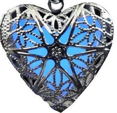 Glow-In-The-Dark Heart Of Atlantis Steampunk Style 925 Silver Plated Pendant Necklace For Girls And Women : PX8P01