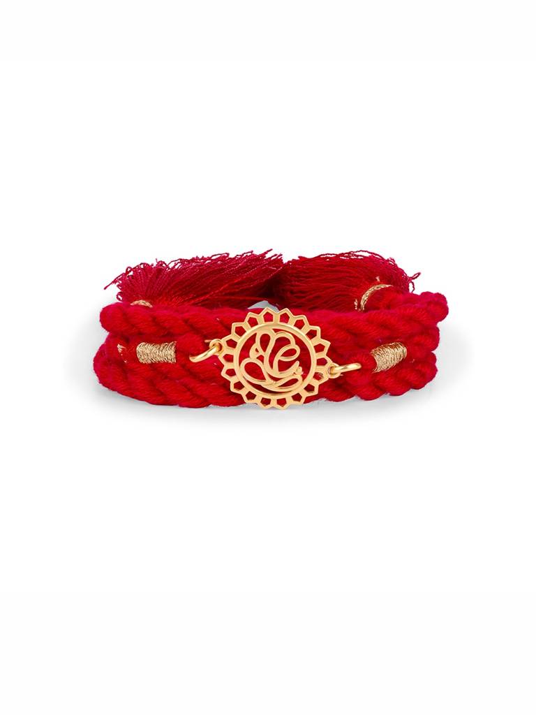 925 Sterling Silver Ganesha Thread Rakhi For Brother : RKH-10107-G