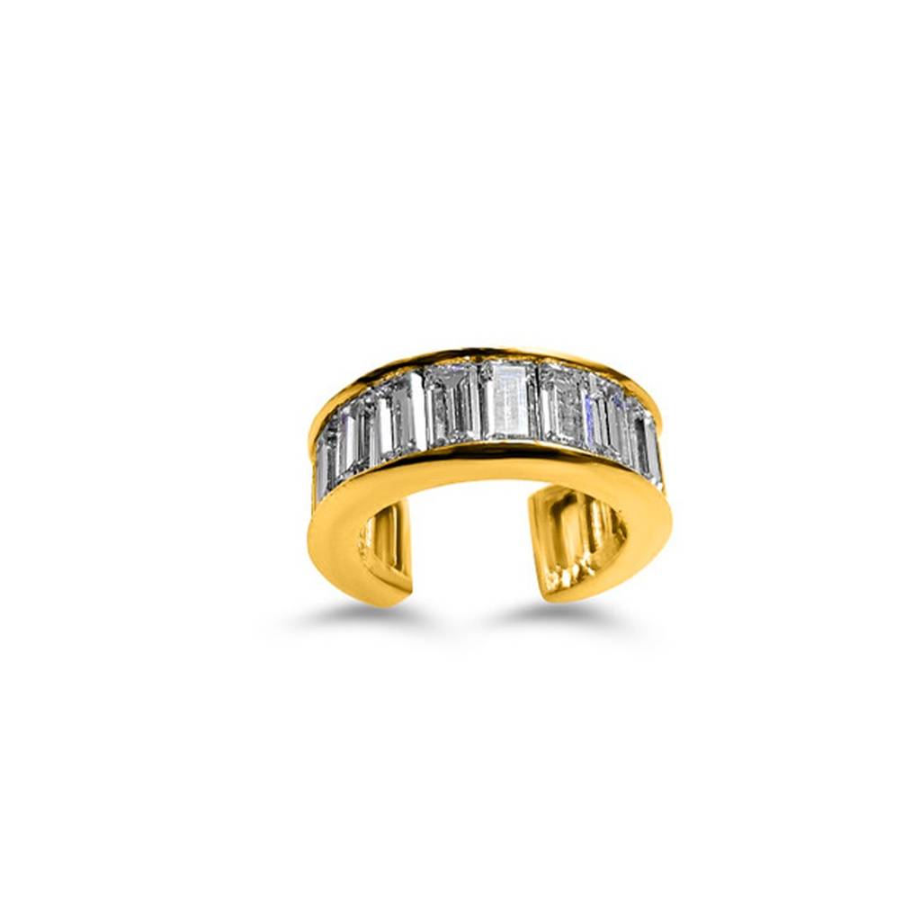 Gold-Toned Cubic Zirconia Ear Cufff- Waterproof, Classic Office & Party Earcuffs : 100982