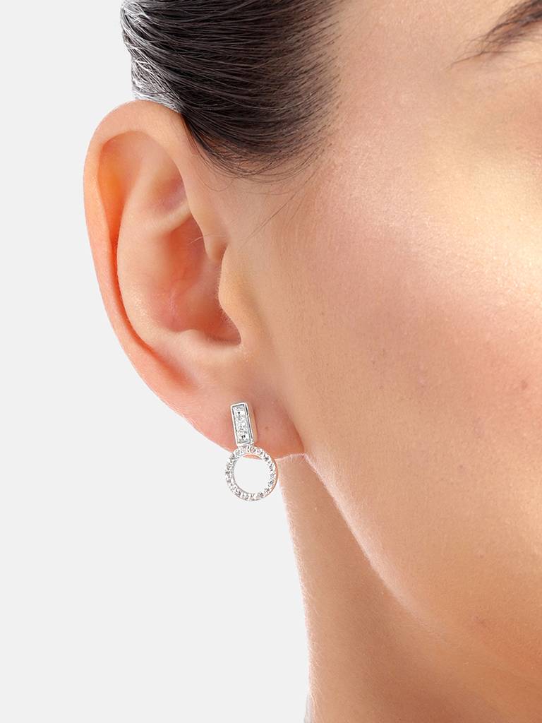 92.5 Silver Round Zircon Stud Earrings : 92.5 Silver Round Zircon Stud Earrings : 92.5 Silver Round Zircon Stud Earrings