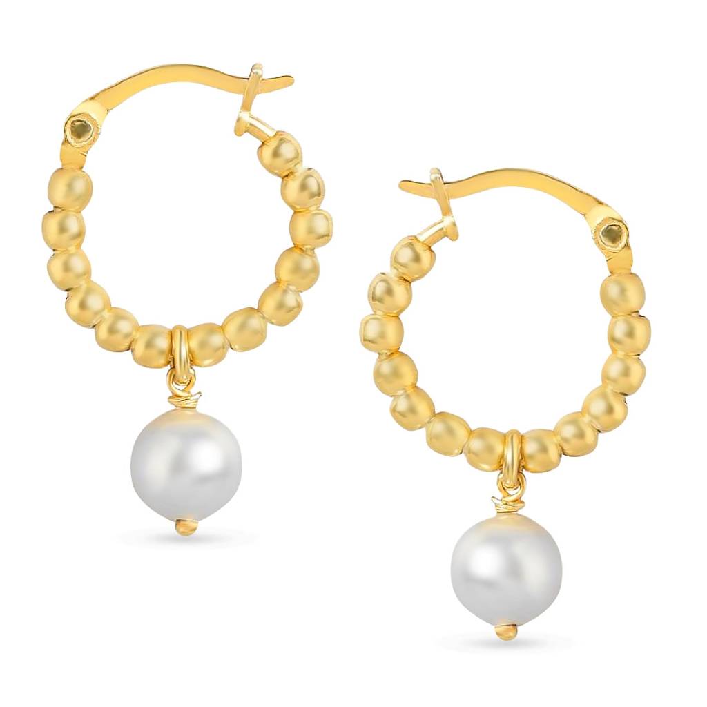 Single Pearl Drop Gold Plated Earring : EAR-20262