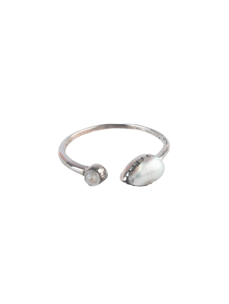 925 Sterling Silver Pearl Ring For Women Handmade Gemstone Ring Adjustable Statement Jewelry Birthday Gift : FU-1065