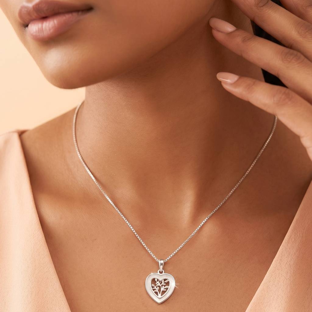 925 Pure Silver Eternal Heart Tree Chain Pendent : CP1151