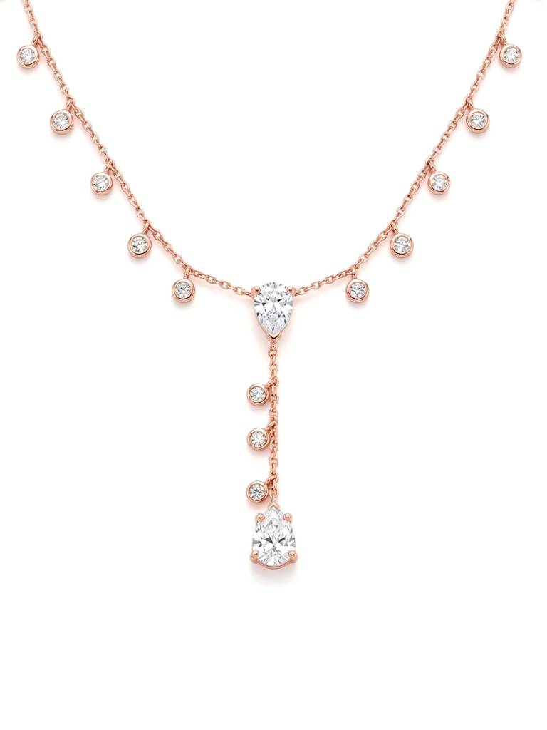 925 Silver Lariat Design With Cz Drop Accents—An Elegant Silver Necklace For Women That Highlights The Neckline Wit : EBNC2003
