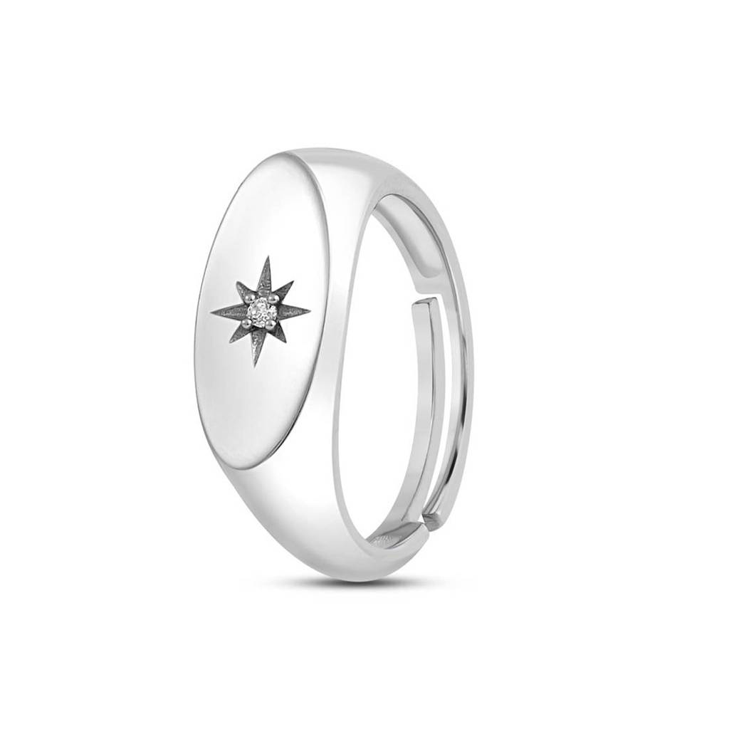 Classic Rhodium Plated 925 Sterling Silver Men'S Ring : M-RNG-40407-R
