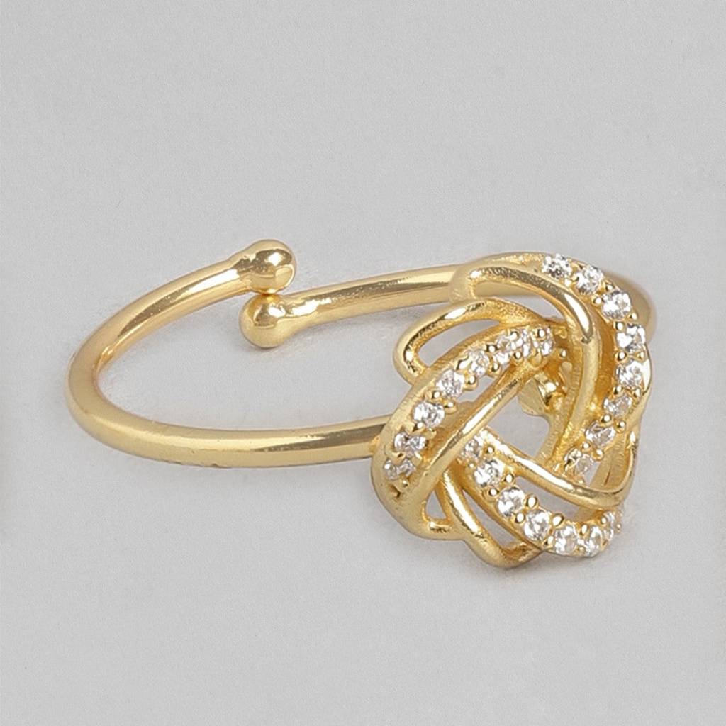 Mesmerizing Gold Weave 925 Sterling Silver Gold Plated Adjustable Ring (Adjustable) : RNG-40179