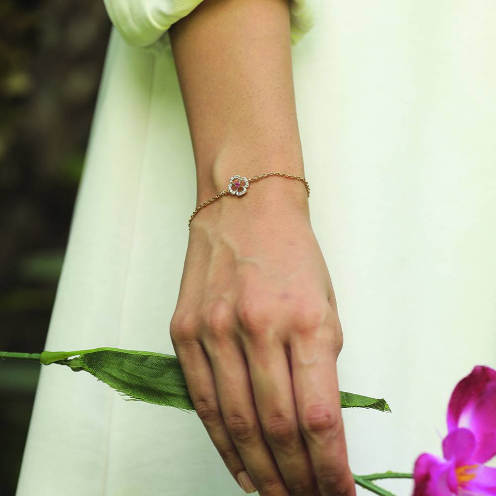 Grace Blossom - Lab Diamond & Ruby Bracelet : LLBR0101