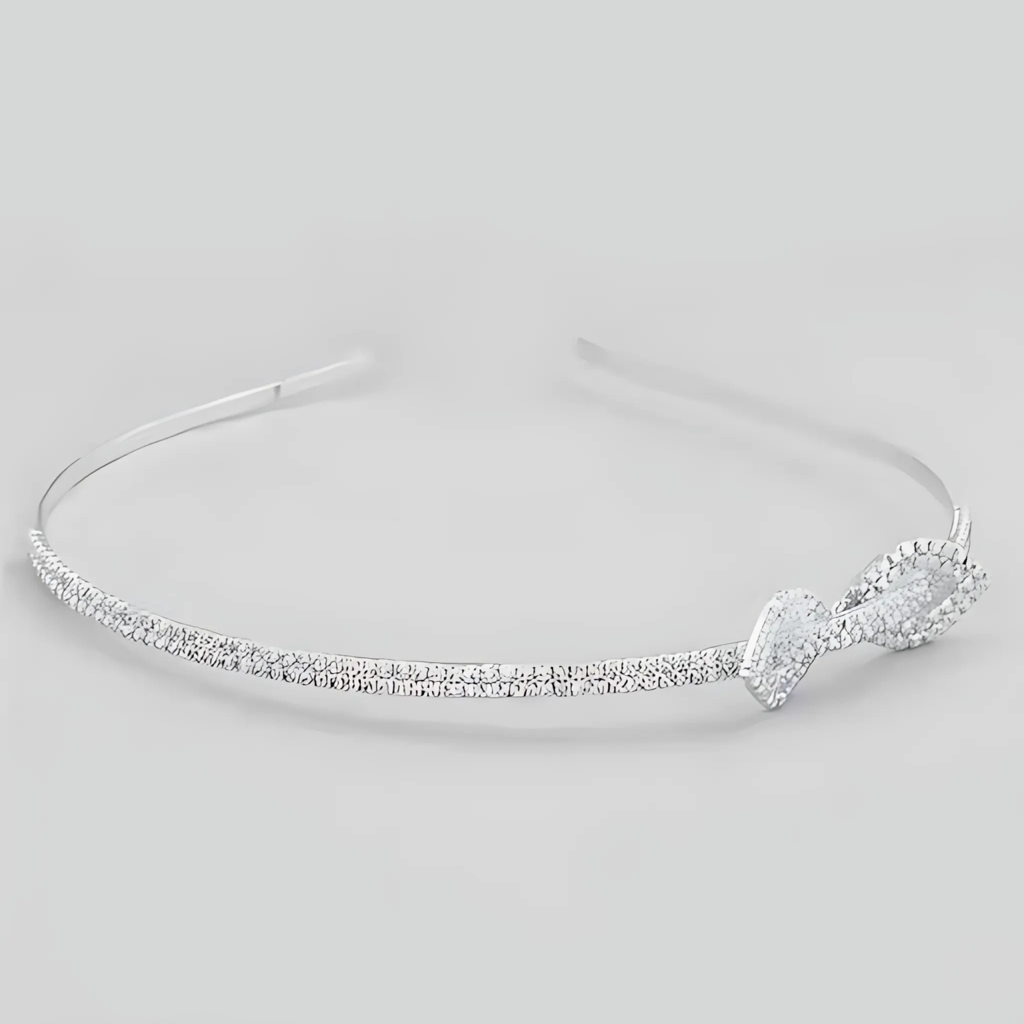 Silver Crystal Leaf Bridal Hair Band For Women | Rhinestone Wedding Headband Tiara | Elegant Partywear Hair Ac : M4SK-HB-EIGHT