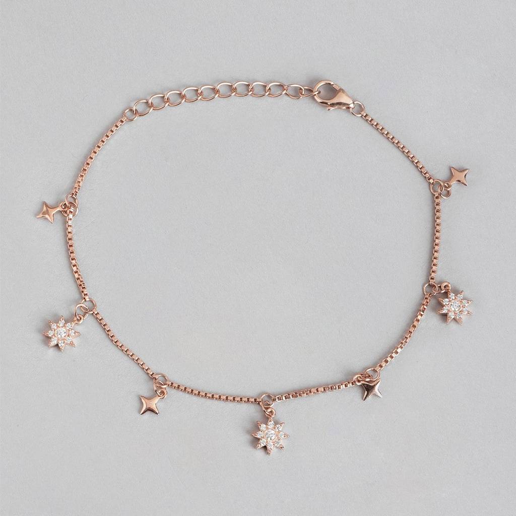 Starry Night 925 Sterling Silver Rose Gold Plated Bracelet : BR-80226-RG