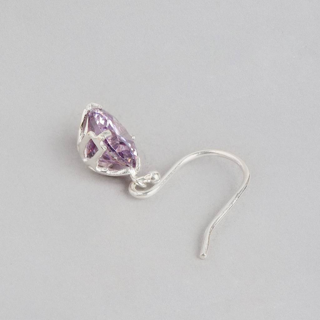 Whispering Elegance Silver Dangle Earrings Adorned With Cubic Zirconia : EAR-20391