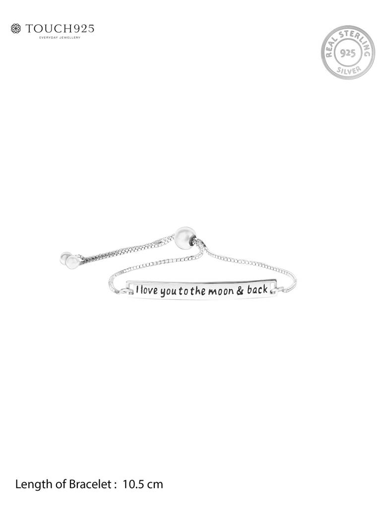 Love You To The Moon & Back Silver Bracelet : HALB2111