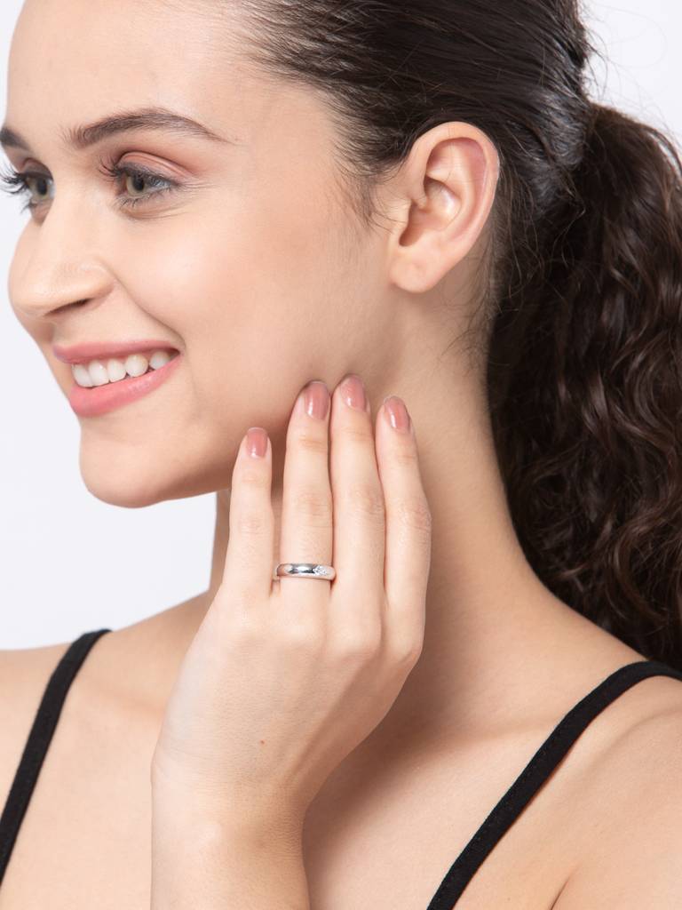 Pure 925 Sterling Silver Classic Adjustable Ring Gift For Women And Girls : CSCPLR7_F