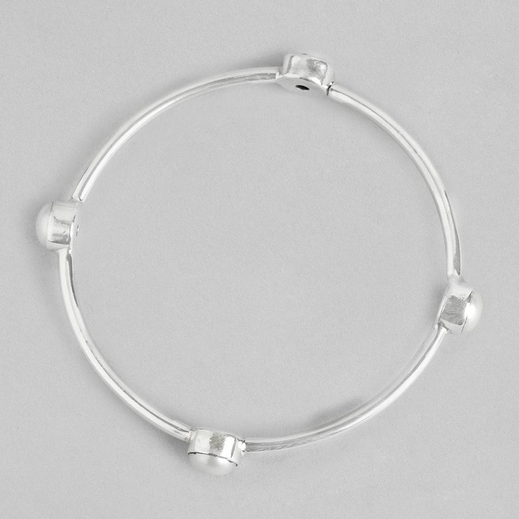 Pearl Rhodium Plated 925 Sterling Silver Bangle : BA-90004-PAIR-2-6