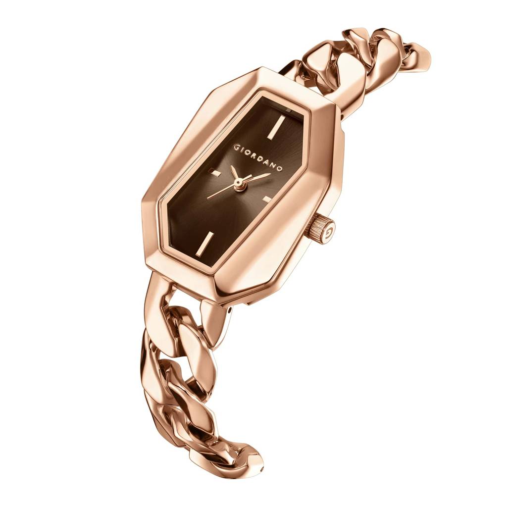 Giordano Stylish Analog Watch For Women Â Hexagon Dial, Trendy Chain Link Stainless Steel Strap, Elegant Dress : GZ-60122-11