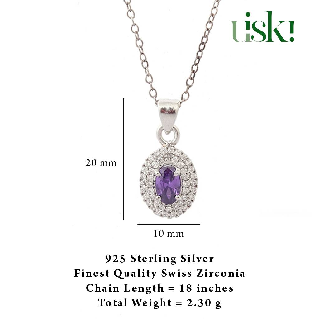 Iski Uski 925 Sterling Silver Bevan Amethyst Pendant