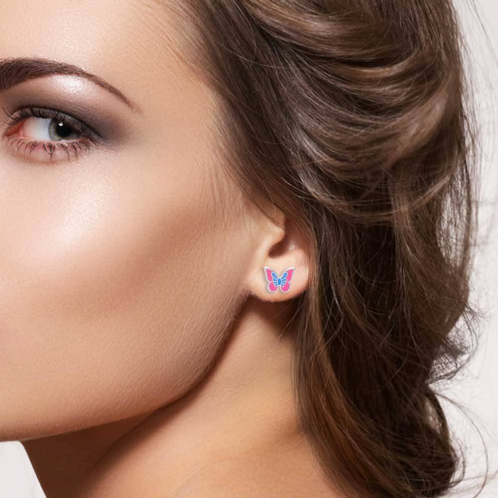 925 Sterling Silver Tiny Butterfly Stud Earrings | Fine Silver Jewelry : TWP1139