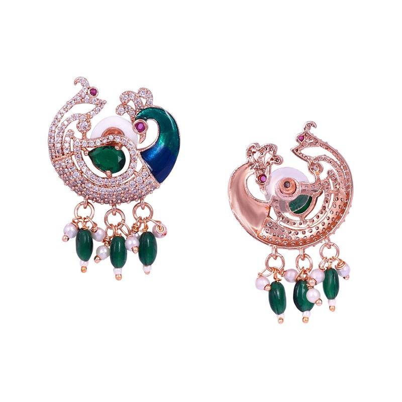 Traditional Peacock Design Cz Stone Beaded Choker Set : AD-935-RGGNNKER