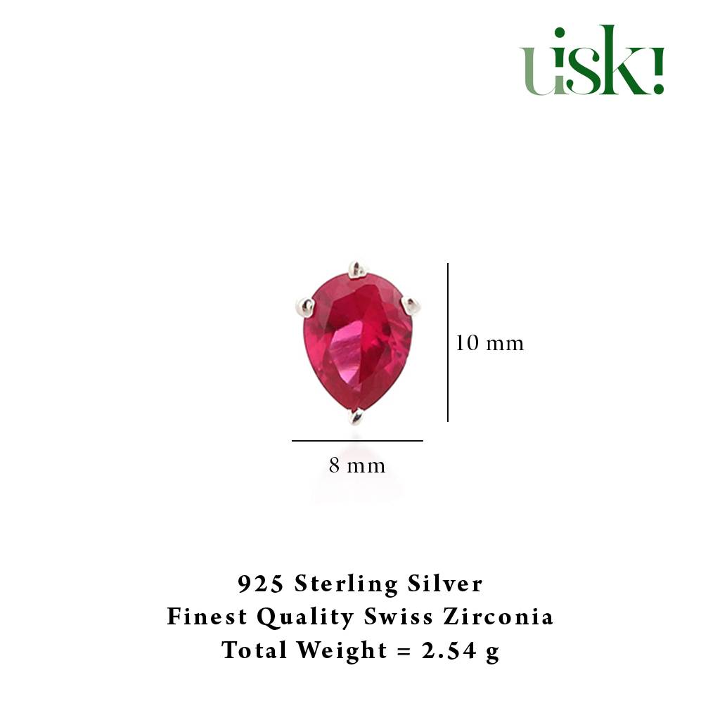 Iski Uski 925 Sterling Silver Ruhi Ruby Drop Earrings