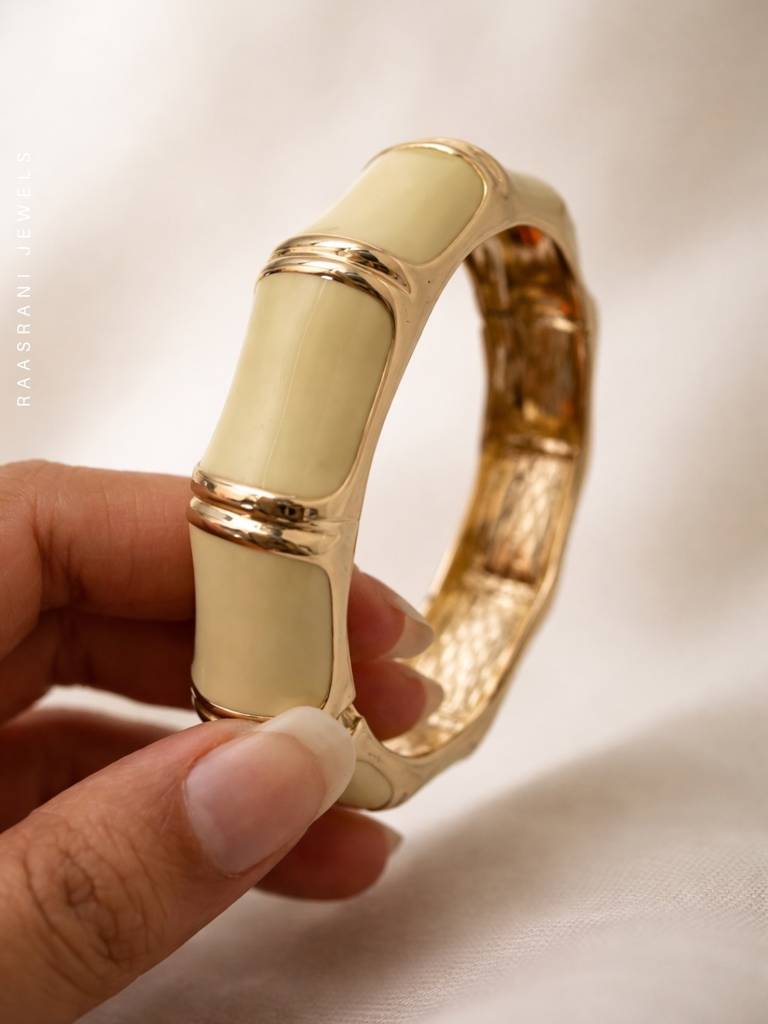 Camel Hexagon Enamel Bracelet | 18K Gold Anti-Tarnish Bangle : ATB692CHEB