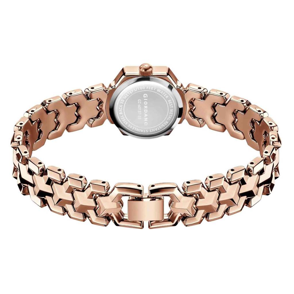 Giordano Analog Watch For Women Â Hexagon Dial With Crystal Accents, Stainless Steel Bracelet, Elegant Wristwa : GZ-60137-33