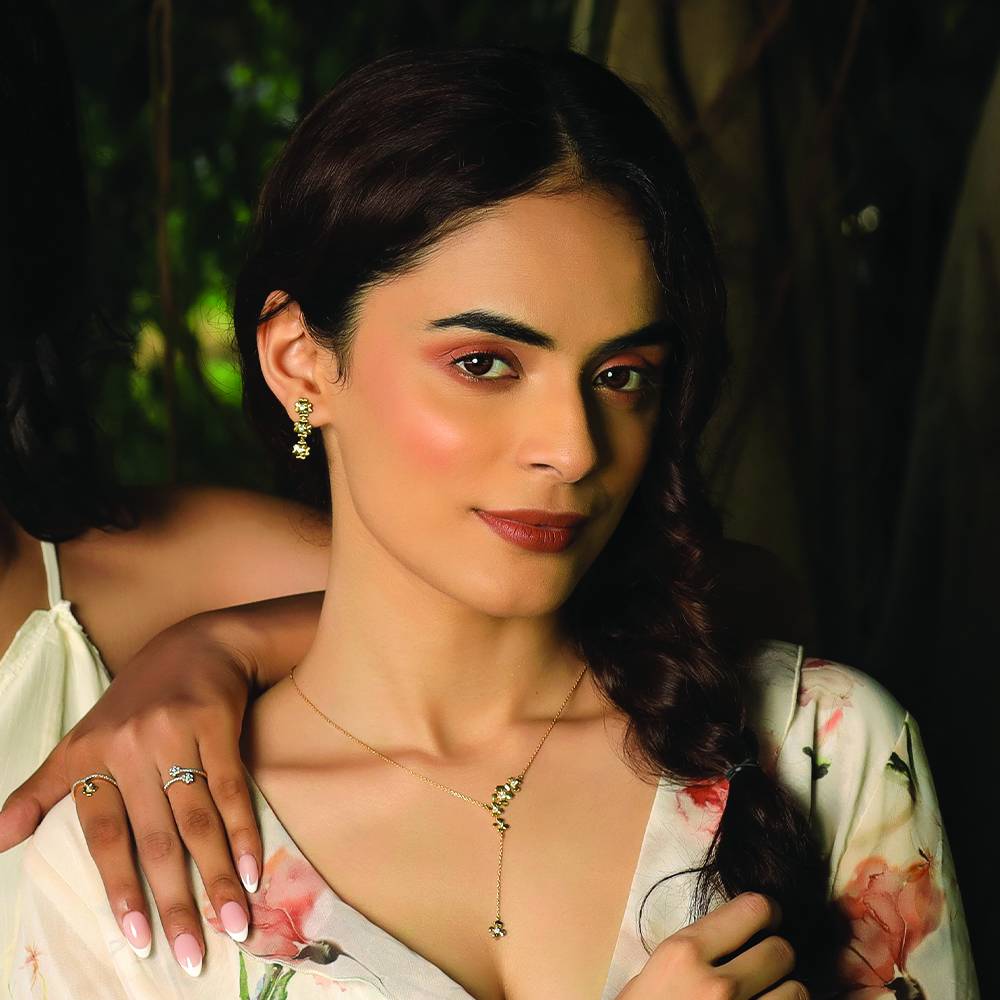 Petal Play - Lab Diamond Lariat Necklace : LLNK0101