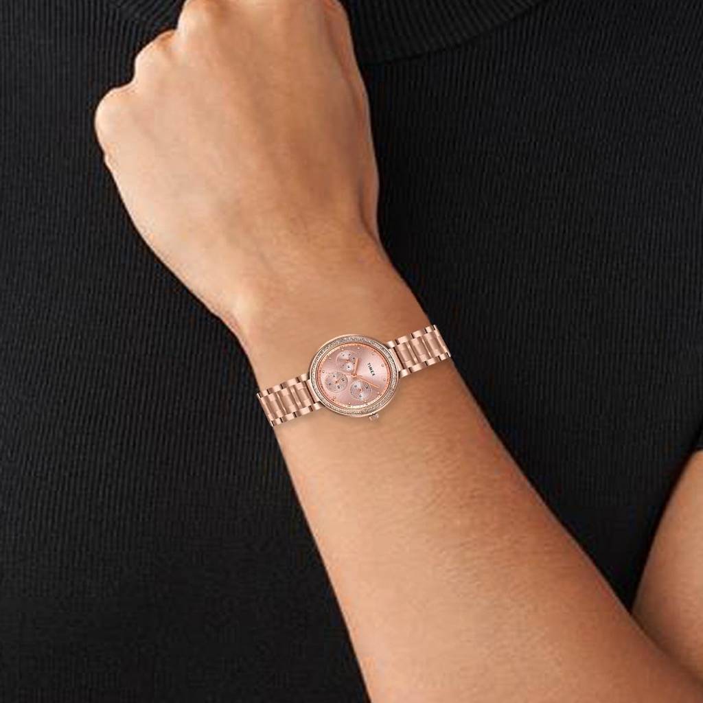 Timex Round 34Mm Pink Dial Analog Women Watch - Tw000Z302 : TW000Z302