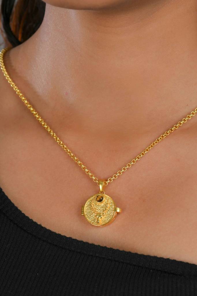 Golden Capricorn Nakshtra Photo Locket : TZSN22