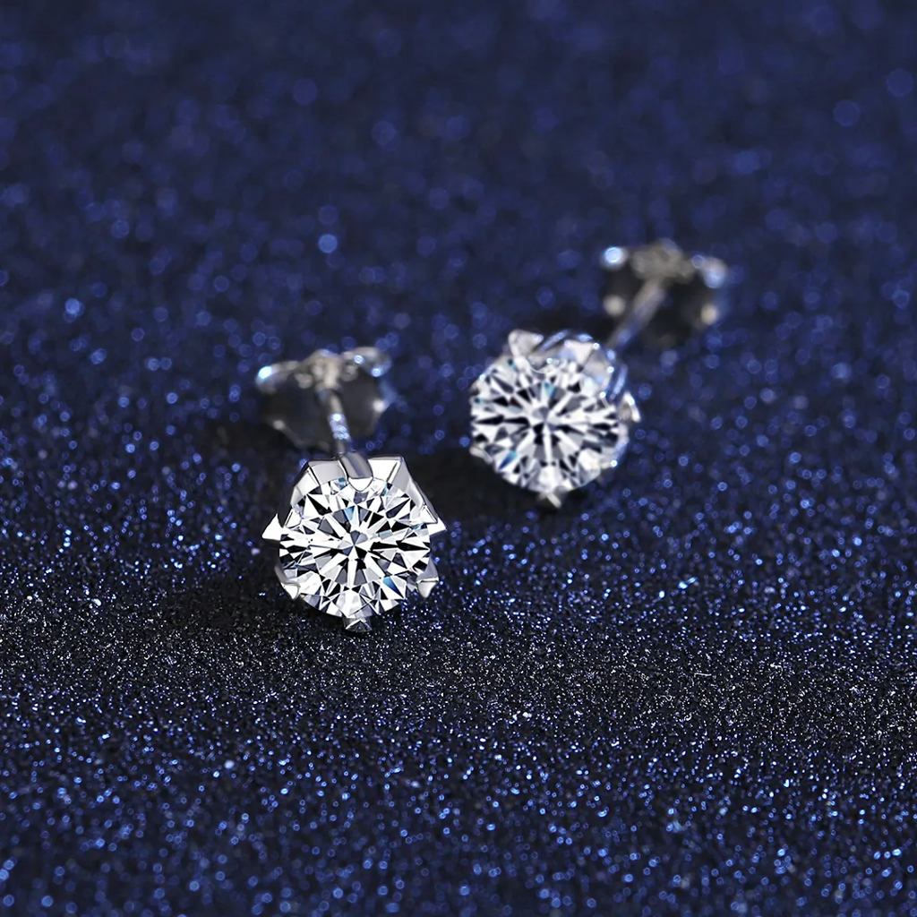 1 Ct / Pair Starburst Spark Moissanite Stud Earrings; Gra Certified; D Vvs1 : StarburstSpark_1ct