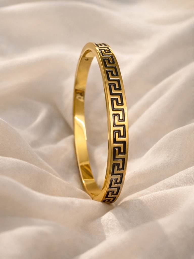 Black & Gold Designer Bracelet Stack – Set Of 3 : CBR002BGD