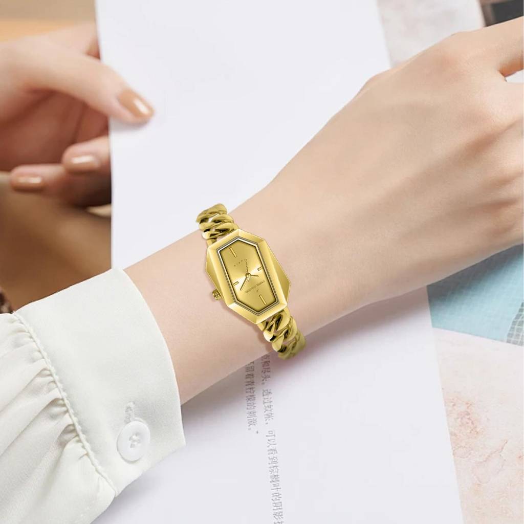 Giordano Stylish Analog Watch For Women Â Hexagon Dial, Trendy Chain Link Stainless Steel Strap, Elegant Dress : GZ-60122-33