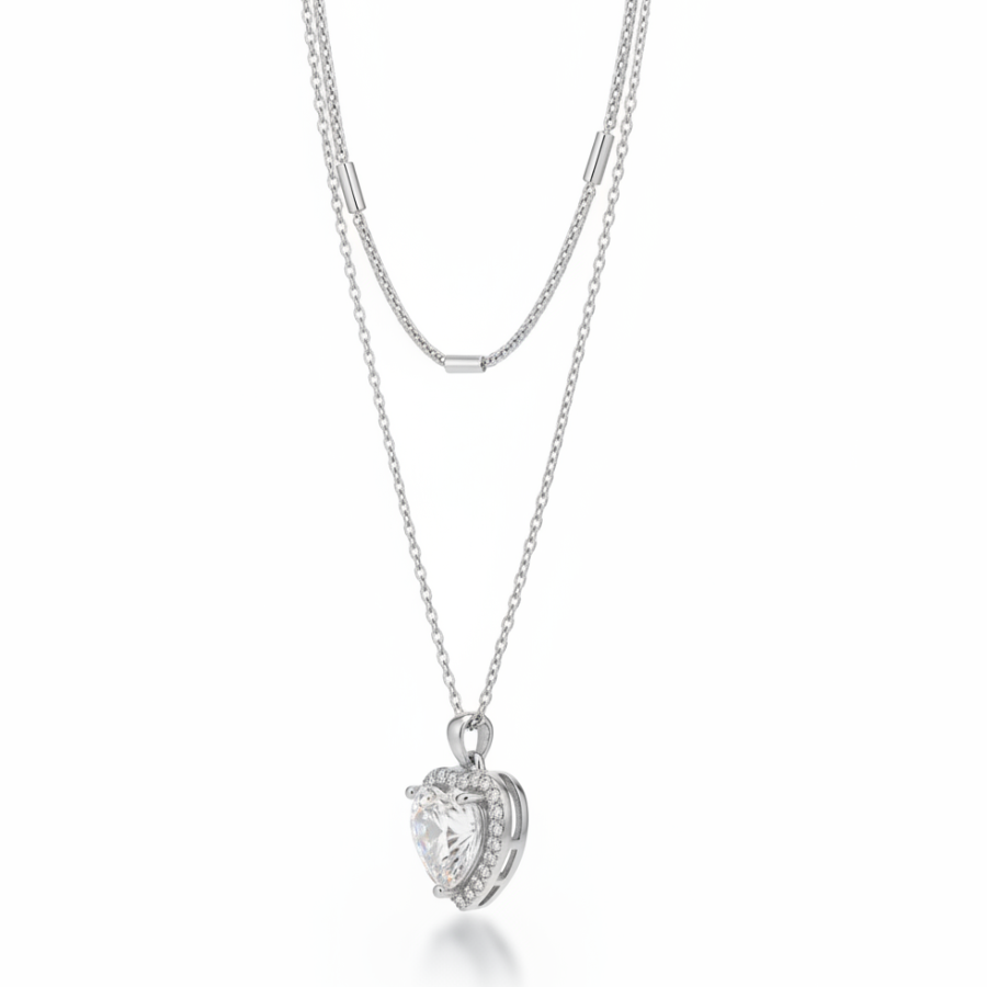 Double Layer Pendant Necklace For Women – Elegant Two Layer Chain Design With Minimal Modern Finish | Premium Eve : 6401774665