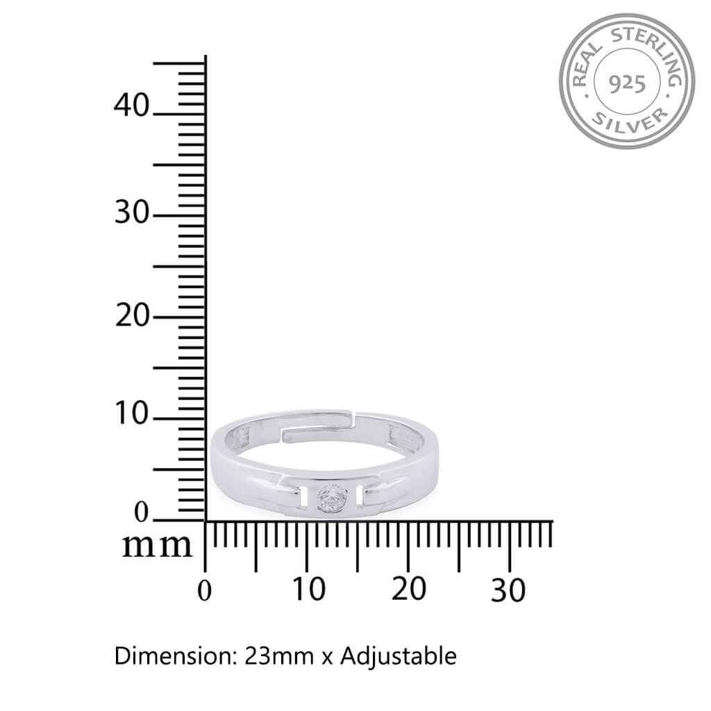 Silver Men'S Minimal Ring Band For Him : ZLCPLR-1008-MW