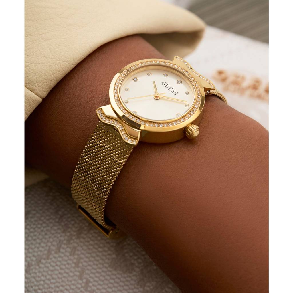 Guess Round 28Mm White Dial Analog Women Watch - Gw0866L2 : GW0866L2