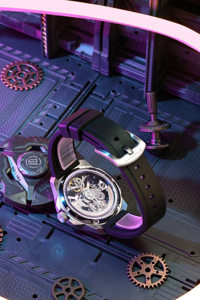 Premier Xapphire Collection Automatic Watch For Men With Round Skeleton Dial, Exposed-Gear Design, Luminous Hand : GZ-50232-01