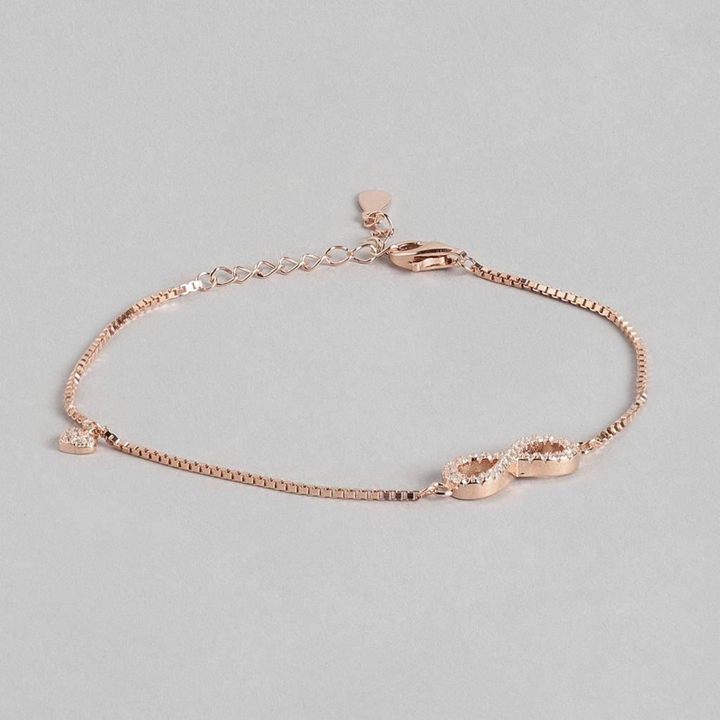 Rose Gold Minimal Infinity 925 Silver Bracelet : BR-80072