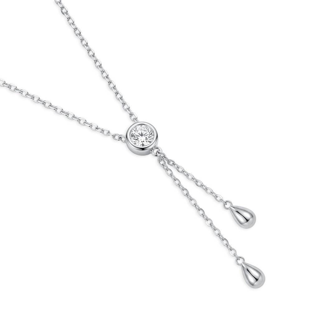 Ethereal Radiance Rhodium Plated - 925 Silver Necklace : NL-30441-R