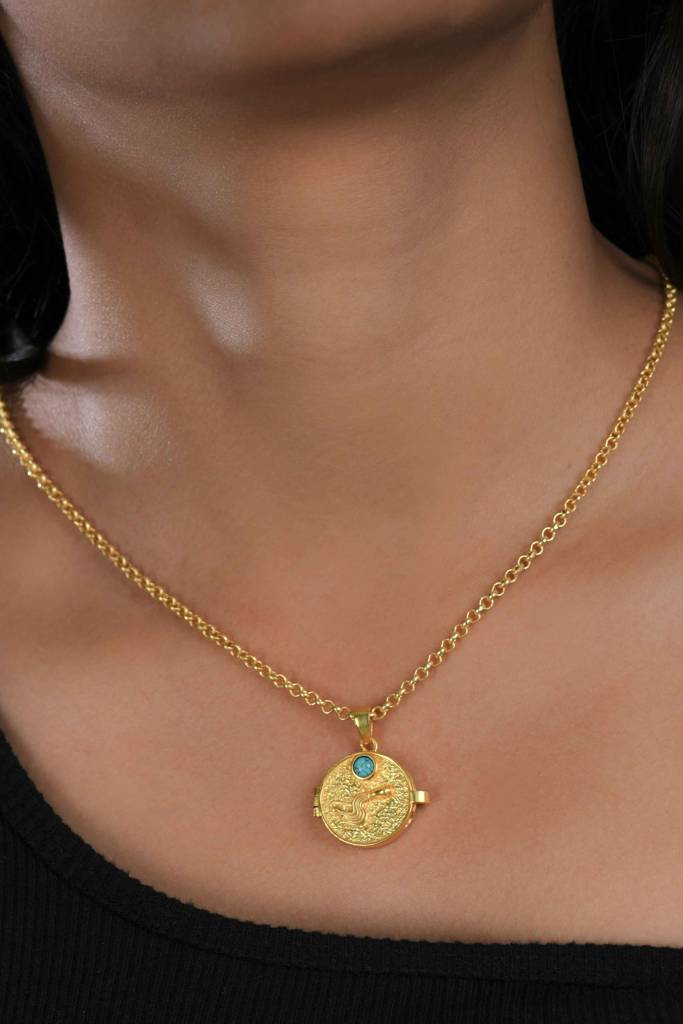 Golden Aquarius Nakshatra Photo Locket : TZSN23