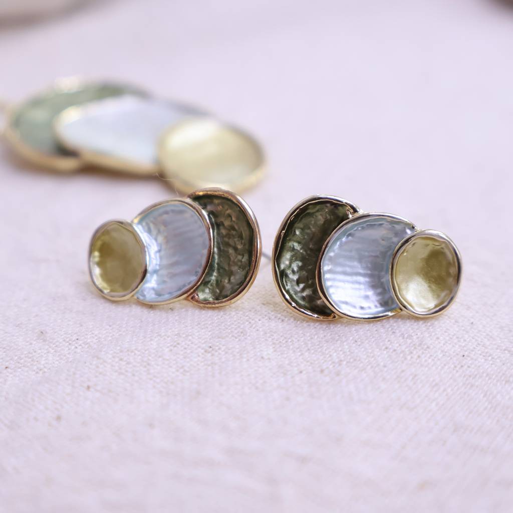 Women’S Abstract Layered Necklace Set With Earrings | Modern Gold Finish Designer Jewelry : LJPS002