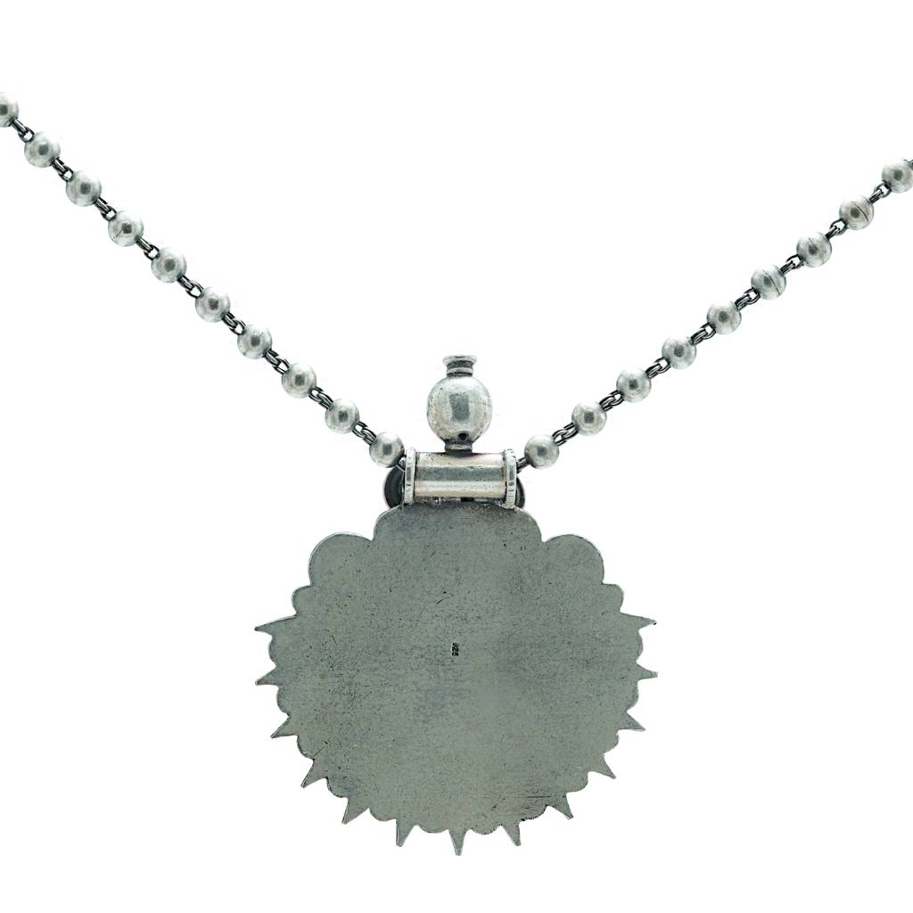 925 Pure Silver Antique Floral Design Necklace | Silver Long Chain Necklace : NL1024A