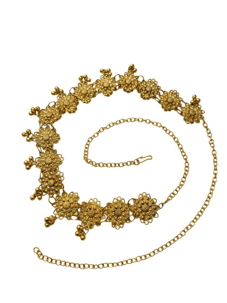 Women Gold-Plated Floral Antique Waist Belt Kamarbandh : VI26KB10003