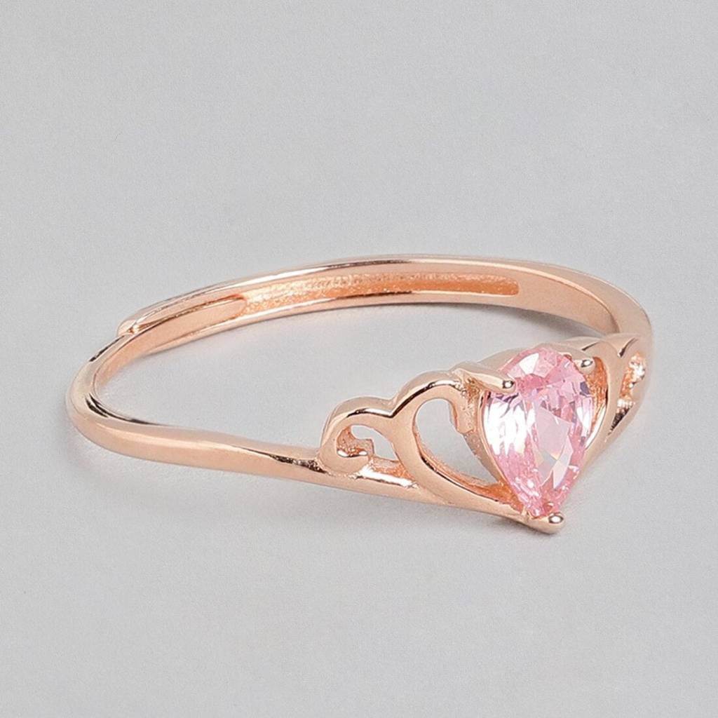 Pink Princess 925 Silver Ring In Rose Gold (Adjustable) : RNG-40021