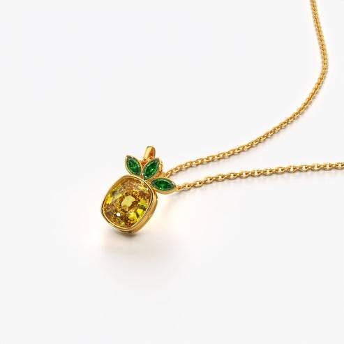 18K Gold Vermeil Solitaire Pineapple Necklace For Women | Valentine Gift Jewellery : KNP0079-Gold