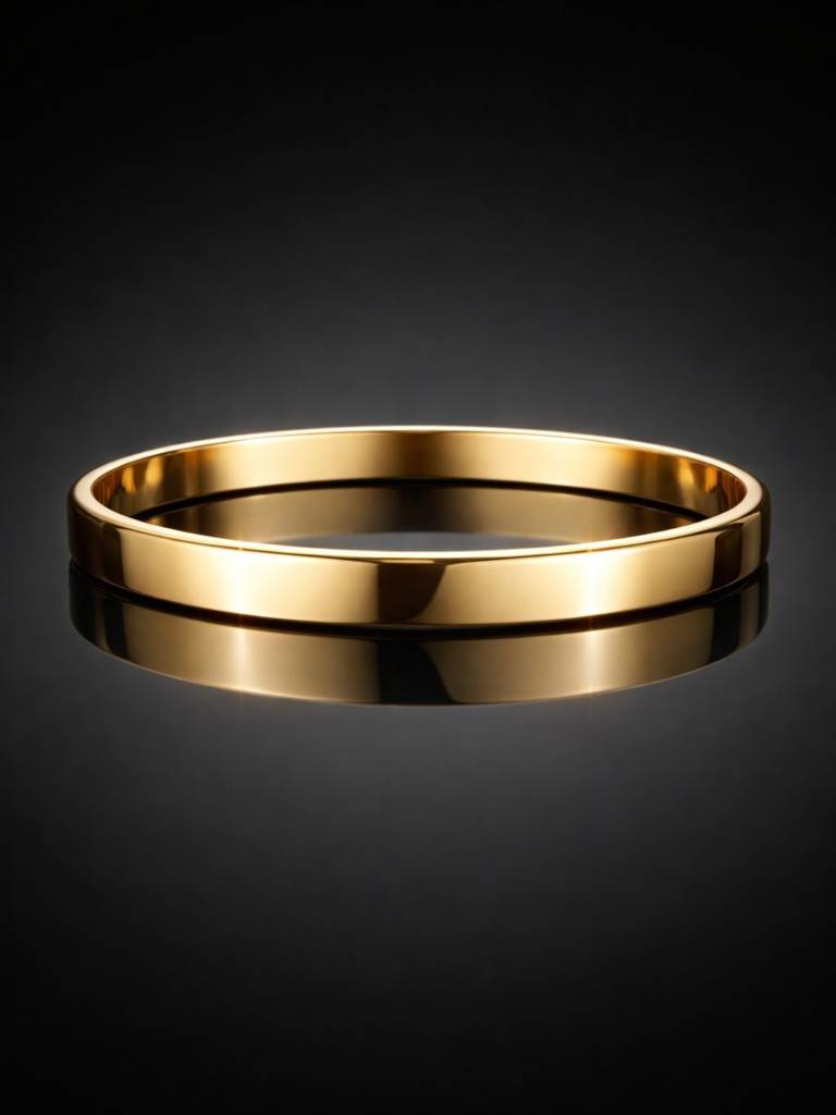 18K Gold Plated Thick Plain Cuff Bracelet – Waterproof Steel : S925B814TPC