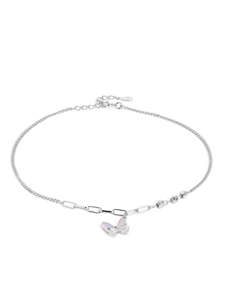 Silver Delicate Butterfly Adjustable Anklet : WAN00036
