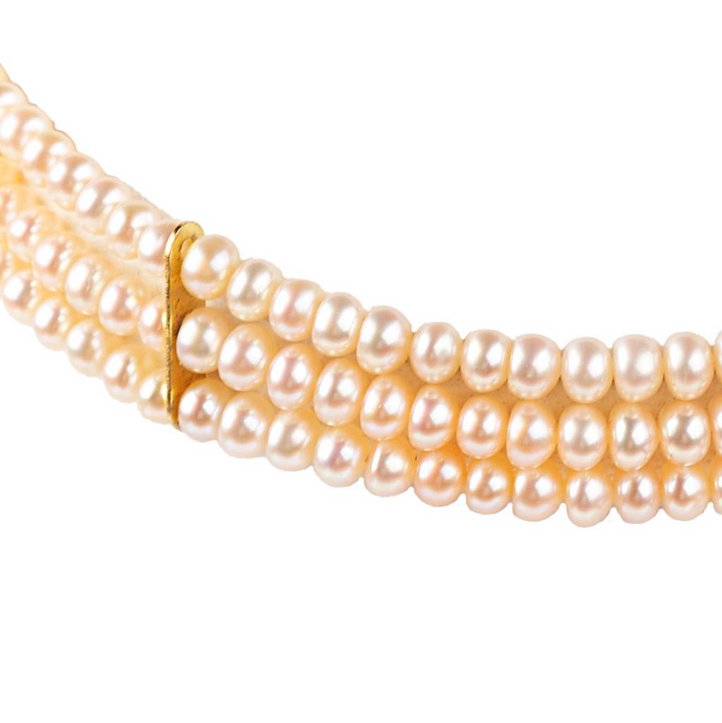 Sanren - Triple Freshwater Pearl Choker : NCK-SANREN-PRL-ORG
