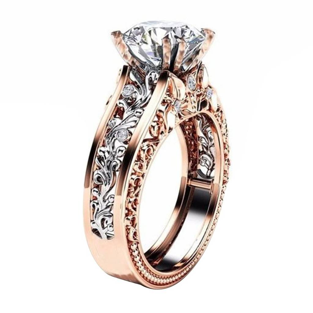 Nature Inspired Diamond Cut Cz Solitaire Ring For Women Girls : PX8R54-7