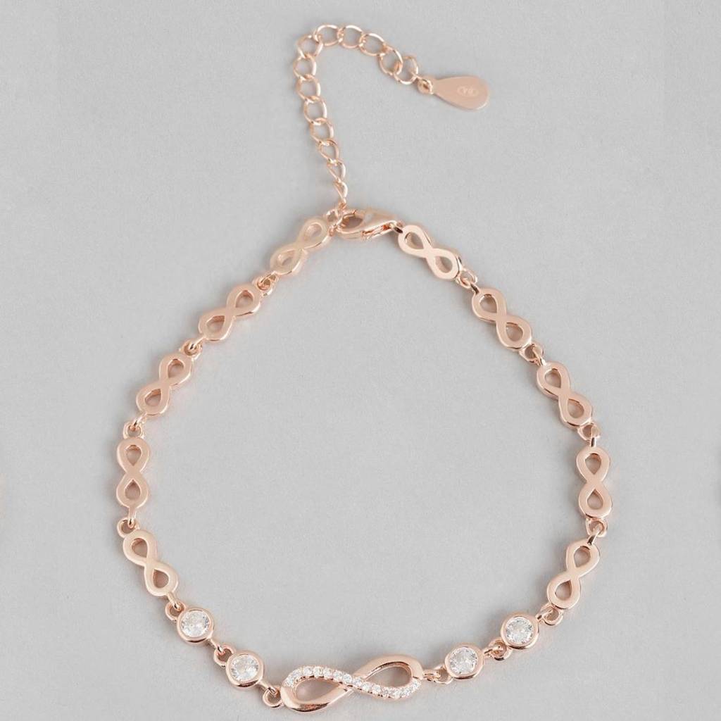 Infinity 925 Silver Bracelet In Rose Gold : BR-80114